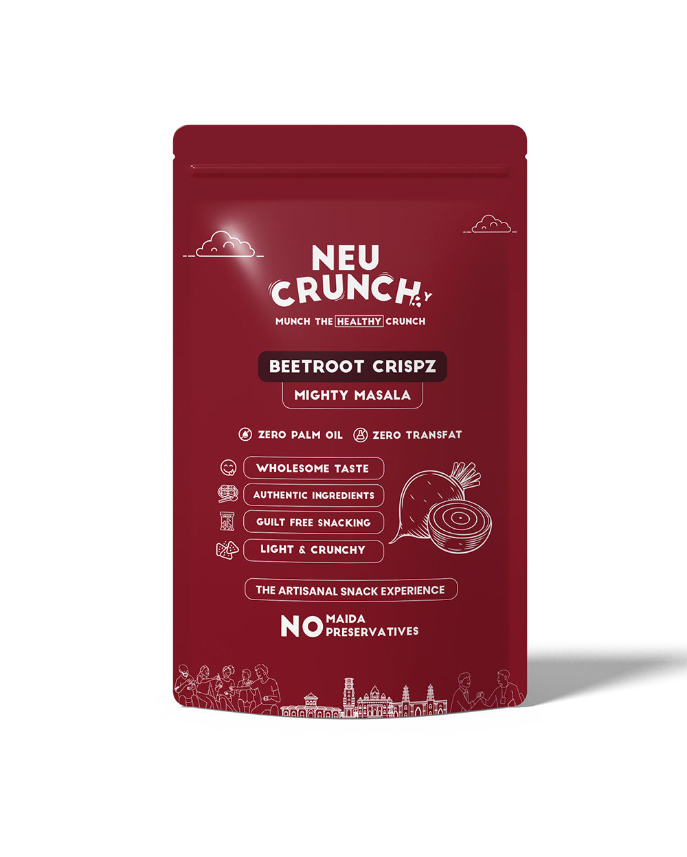 Neu Crunchy Beetroot Crispz Mighty Masala pack, air-fried beetroot snack with no maida